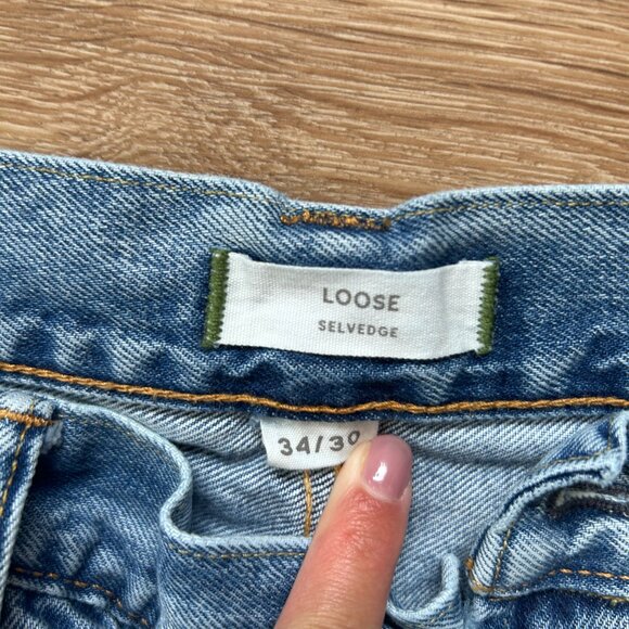 American Eagle AE77 Jeans Loose Selvedged Button Fly Light Men's 34x30 - Picture 4 of 8